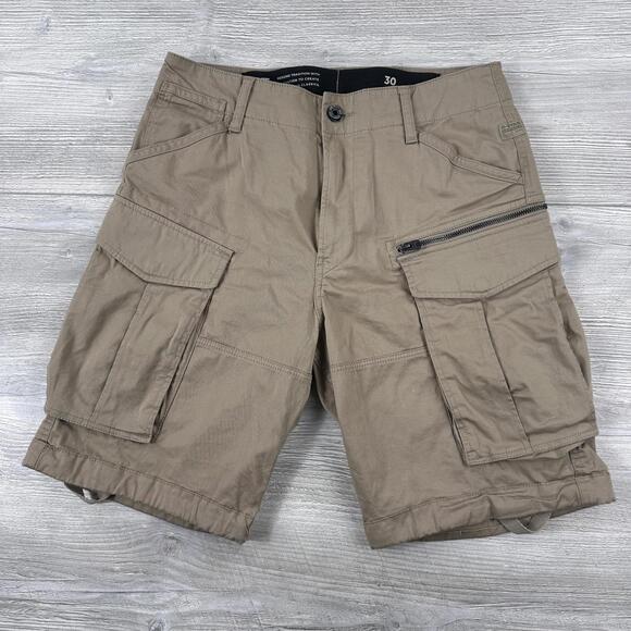 Other - G Star Raw Cargo Shorts Mens 30 Fits 32 Tan Beige Rovic-Zip Loose Relaxed Baggy